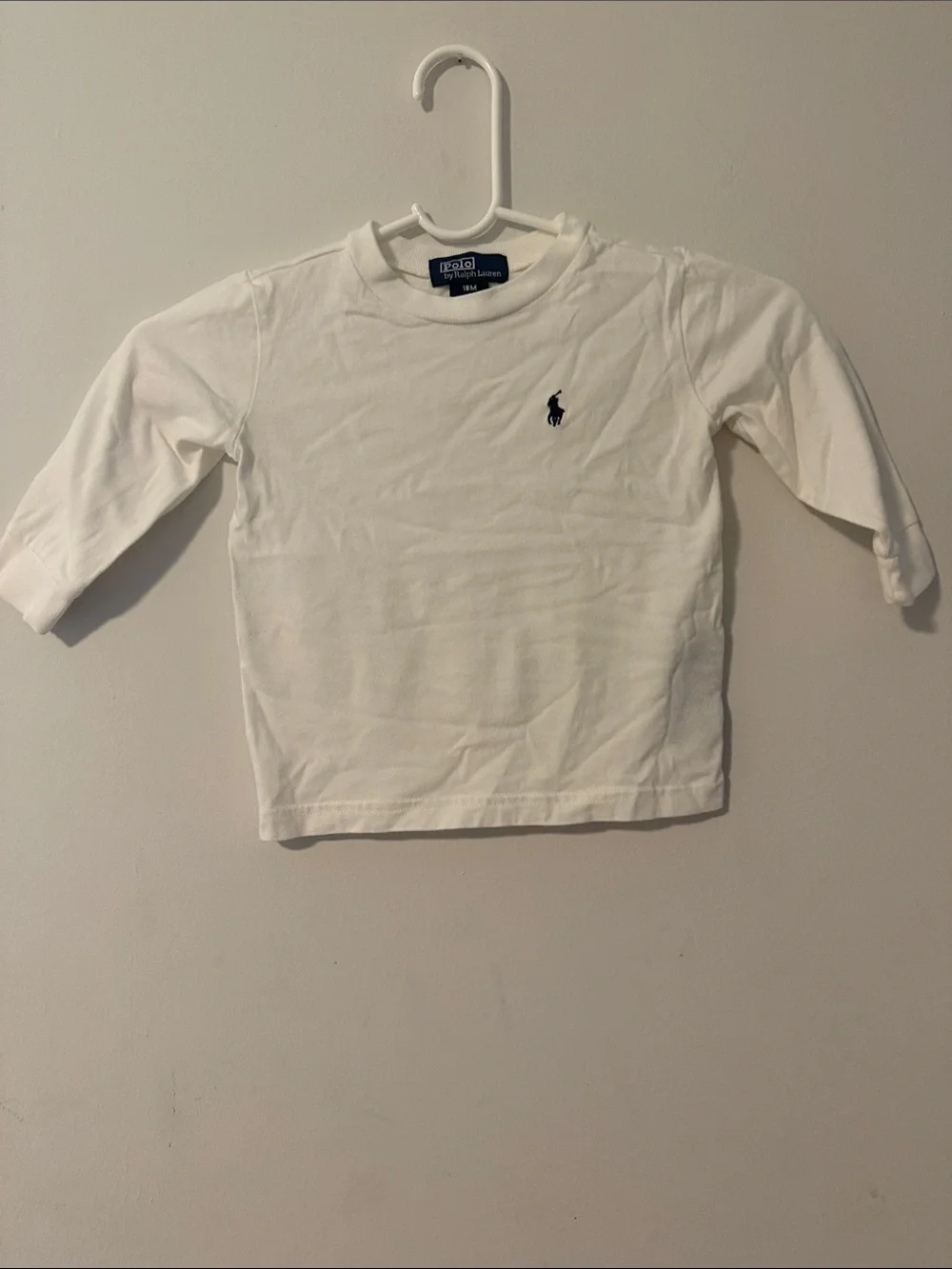Polo by Ralph Lauren White Long Sleeve Tee with Navy Pony Logo